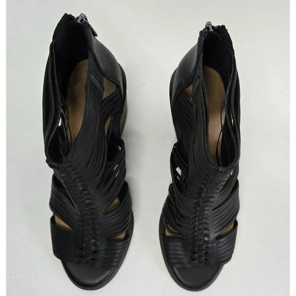 Lucky Brand Darvie Leather Black Sandal Bootie Strappy Open Toe Shoe 8.5 NEW - Picture 3 of 8